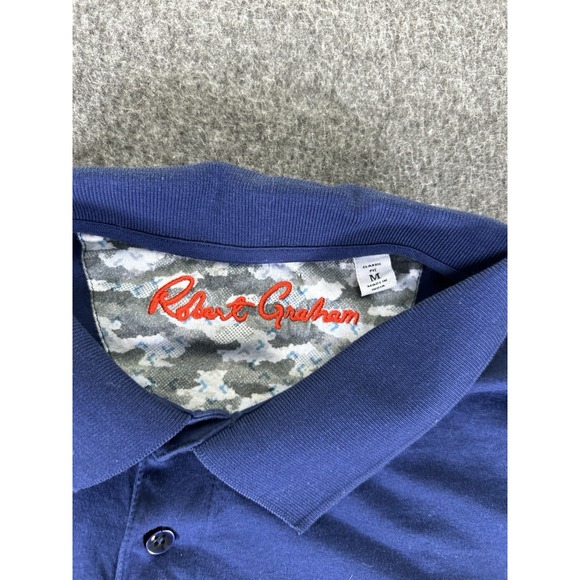 Robert Graham Polo Shirt Men Size‎ M Blue Classic Fit Cotton Embroidered Skull - Picture 3 of 7